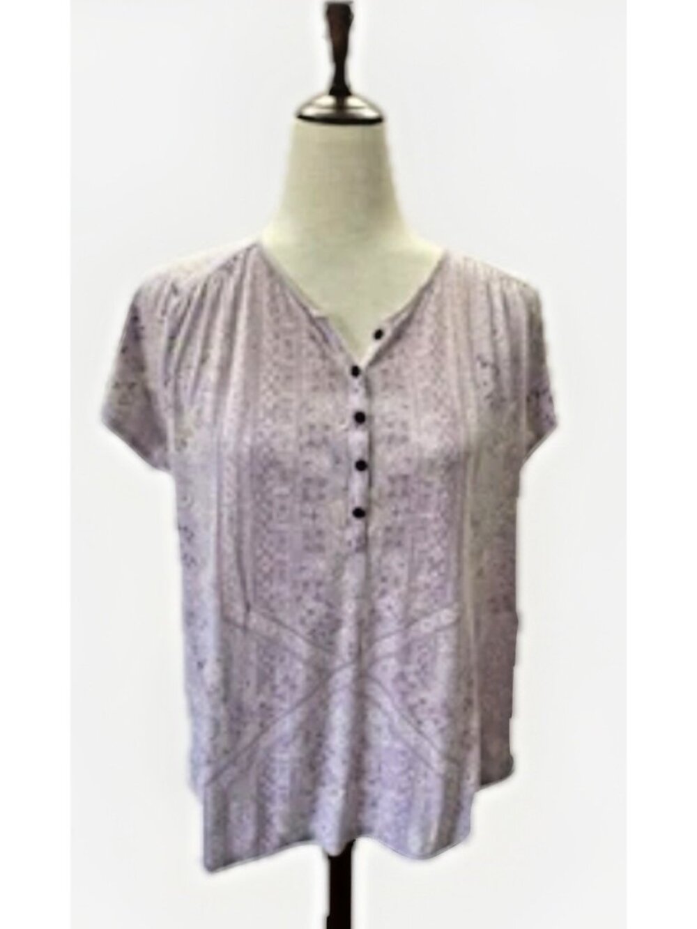 Lucky Brand Bohemian Style Lavender Popover Top Short Sleeve Soft Womens Large